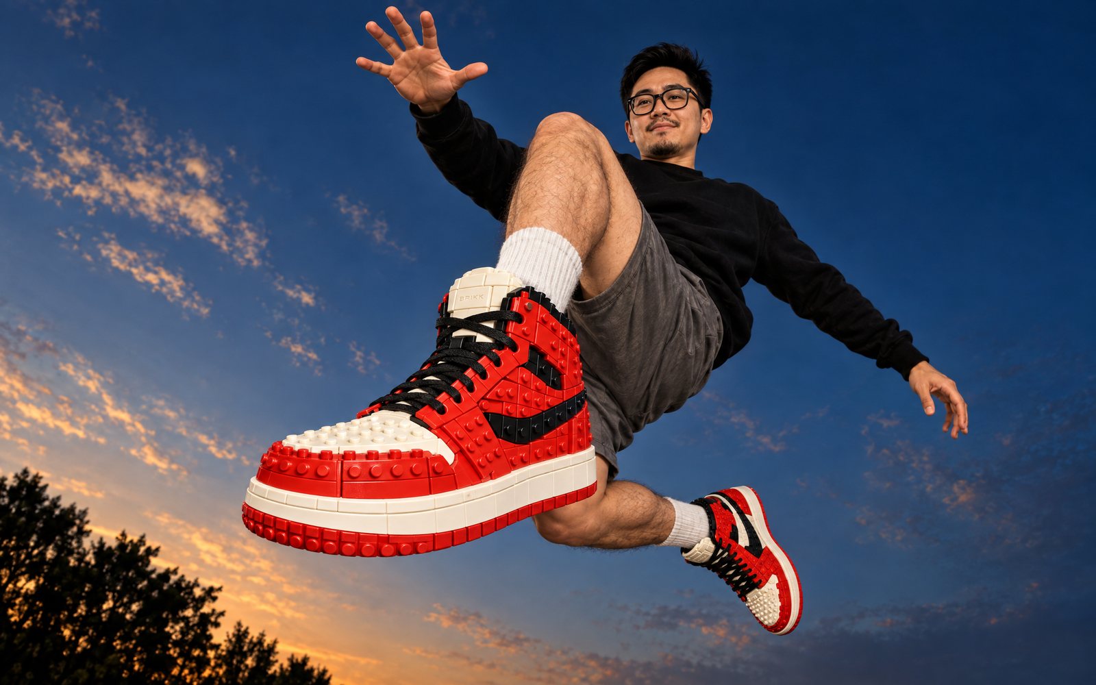 Jed mid-air in the HI 01 Fire Brick at dusk