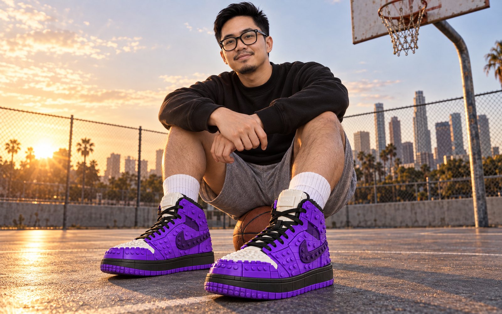 Jed on a basketball court in the HI 01 Grape